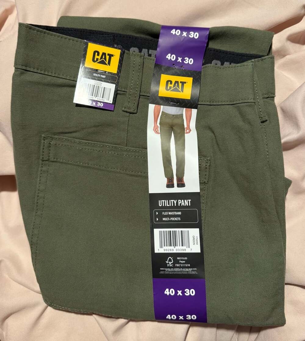 CAT Caterpillar Utility Pants Green Flex Waistband 40x30